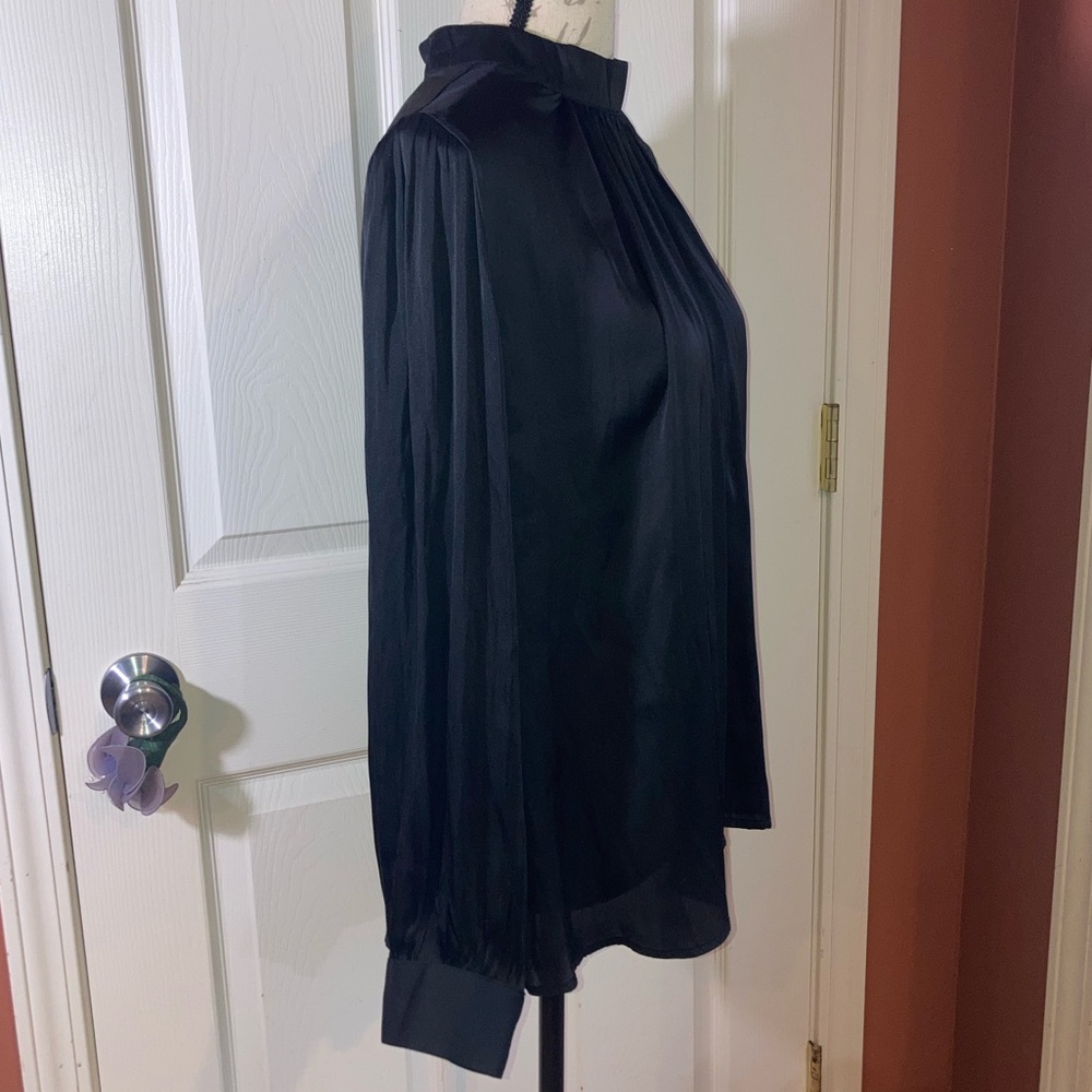 Oak & Fort High Neck Long Sleeve Blouse Black sz Small - Picture 2 of 5